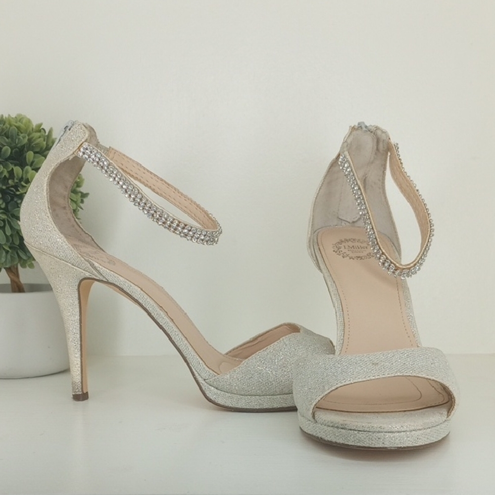 Silver Heels with Stiletto Heel and Open Toe Design